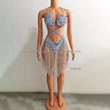 私密派對　大碼流蘇設計感-性感-緊身包臀掛脖露背舞臺主持晚會 舞臺-演出服- 歷史價格詳細信息