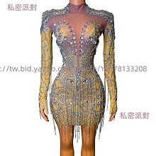 私密派對　亮晶晶水鉆禮服酒會派對晚禮服舞臺-演出服-無袖舞臺-演出服- 歷史價格詳細信息