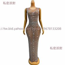 私密派對　超閃水鉆釘珠-性感-低胸高開叉吊帶連衣裙輕奢派對晚宴禮服 歷史價格詳細信息