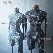 私密派對　鉆石連體褲演出歐美時尚女裝純色網紗燙鉆長袖短裙連體褲 歷史價格詳細信息