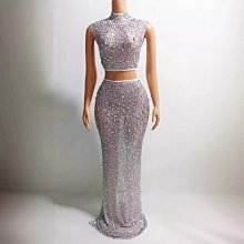 私密派對　歌手走秀閃亮華麗聚會亮片閃亮鏡片袖開叉酒吧派對舞臺演出 歷史價格詳細信息