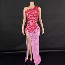 私密派對　-演出服-生日黃金禮服時尚-性感-抹胸水鉆鏈條收腰短裙套裝酒吧-夜店-演 歷史價格詳細信息