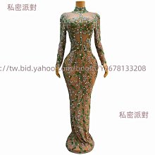 私密派對　超閃水鉆釘珠-性感-低胸高開叉吊帶連衣裙輕奢派對晚宴禮服 歷史價格詳細信息