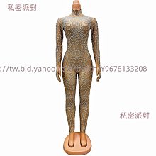 私密派對　鉆石連體褲演出歐美時尚女裝純色網紗燙鉆長袖短裙連體褲 歷史價格詳細信息