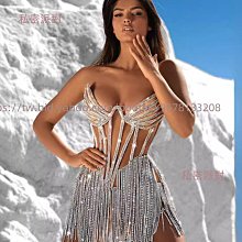 私密派對　超閃水鉆釘珠-性感-低胸高開叉吊帶連衣裙輕奢派對晚宴禮服 歷史價格詳細信息