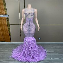 私密派對　鉆石羽毛生日裙網紗燙鉆透視鏤空-性感-緊身短裙晚禮服舞臺-演出服- 歷史價格詳細信息