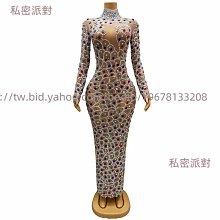 私密派對　-演出服-生日黃金禮服時尚-性感-抹胸水鉆鏈條收腰短裙套裝酒吧-夜店-演 歷史價格詳細信息