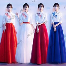 新款大合唱演出服合唱團演出服女長裙中老年雪紡連衣裙宴會晚禮服-kby科貝 歷史價格詳細信息