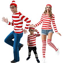 聰明的沃里  Wheres Wally 英國 動漫人物 cosplay服 萬聖節 親子裝 角色扮演 變裝派對 表演服裝 歷史價格詳細信息