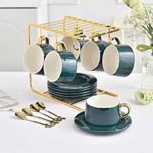 歐式ins高顏值咖啡杯碟套裝陶瓷杯輕奢下午茶杯浮雕方形包包杯-~特價 歷史價格詳細信息