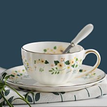 骨瓷金邊咖啡杯歐式奢華金箔杯碟陶瓷咖啡器具帶勺子精致豎紋茶杯 歷史價格詳細信息