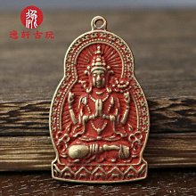 【四臂觀音】朱砂 吊牌/腰牌/吊墜/如意牌/項鍊/護身符 約 37x57x10mm [71300] 歷史價格詳細信息