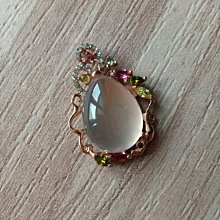 墜子天然芙蓉石吊墜粉色寶石925純銀鍍18K玫瑰金粉晶項鍊 歷史價格詳細信息