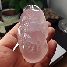 [友克鑫礦業]高檔收藏品!約重188g-星芒明顯粉嫩透亮紅灩豔星光粉晶"兔 前途似錦"雕刻擺件大墜子 歷史價格詳細信息