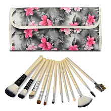 智慧購物王》專業彩妝抗菌刷毛木柄化妝刷具皮革化妝包15件組(粉色) 歷史價格詳細信息