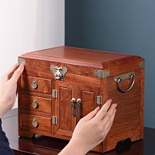 緬甸中式首飾盒紅木收納盒帶鎖 梨珠寶實木密碼鎖化妝箱飾品禮品 歷史價格詳細信息