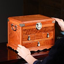 緬甸中式首飾盒紅木收納盒帶鎖 梨珠寶實木密碼鎖化妝箱飾品禮品 歷史價格詳細信息
