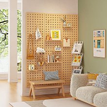 洞洞板實木桌面免打孔板牆上置物架隔板宿舍書桌上辦公桌面收納架 歷史價格詳細信息