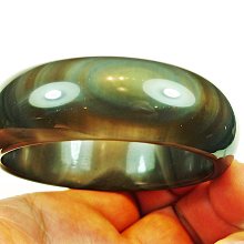 ((上品堂))天然頂極品-彩虹冰種帶眼.黑曜寬版手鐲.重達63g.手圍17.8 歷史價格詳細信息