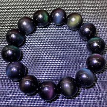 彩虹帶眼黑曜手珠  帶眼的黑曜   13mm  彈絲線18手圍左右可戴 歷史價格詳細信息