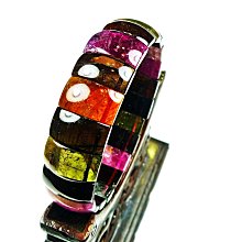 ((上品堂))天然頂極品-彩虹冰種帶眼.黑曜寬版手鐲.重達63g.手圍17.8 歷史價格詳細信息