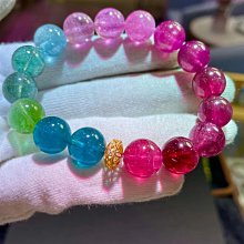 極品藍綠回紋碧璽手鍊，顏色濃郁，配件爲18K金+祖母綠滴6.7*10.5mm重：19.2g 歷史價格詳細信息