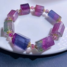 ❤妙玉生花優品購❤11613????濃豔老礦色標 玻璃體碧璽手鍊.7mm 重14.8g 藍色、正紅、帝王綠、檸檬黃，晶體乾淨 歷史價格詳細信息