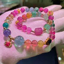 ❤妙玉生花優品購❤20716頂尖稀缺大顆粒熒光彩虹色標碧璽手鍊，總重43.11g  約12mm色彩如糖果般甜蜜，與生俱來的清新脫俗！別錯過！ 歷史價格詳細信息