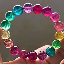 ❤妙玉生花優品購❤21301。典藏純粹老礦料，頂級玻璃體戒面料高貴富貴彩虹配色碧璽手鍊！重35.3g 10.8mm 歷史價格詳細信息