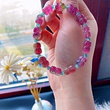 ❤妙玉生花優品購❤022504珍藏級 玻璃體  精品 甜甜的熒光漸變暖粉碧手鍊 歷史價格詳細信息