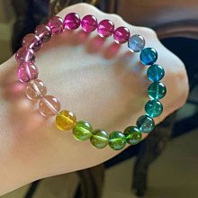 ❤妙玉生花優品購❤51707.典藏曠世鉅作,美的有點不真實.最頂尖的色彩與晶體的完美融合,頂尖玻璃體藍紫轉運珠兩圈設計款,極致豔麗絕美彩虹色標碧璽手鍊,典藏! 歷史價格詳細信息