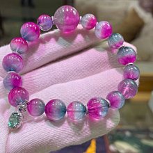 稀有粉藍西瓜碧璽貓眼手串，晶體通透色彩明豔，稀有美物。配件爲18k金.8.5—10.7mm重：23.25g 歷史價格詳細信息