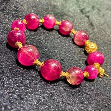 ❤妙玉生花優品購❤62401巴西稀缺盧比萊豔桃紅碧璽手鍊，大顆粒純紅碧璽！晶體通透，重56g 約12.5mm 歷史價格詳細信息