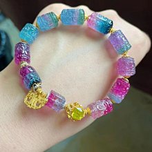 ❤妙玉生花優品購❤71609稀缺寶石紅碧璽蓮花珠18k金手鍊！花開並蒂，好運連連.總重19.31g約14-8-7mm  出淤泥而不染，玲瓏雕琢，絢爛心動. 歷史價格詳細信息