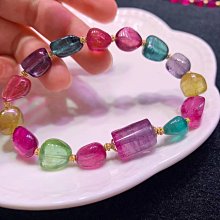 碧璽原石手鍊11.5-16mm.重量：29.18g配18K黃金花托隔珠 歷史價格詳細信息