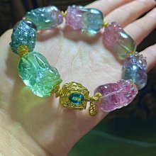 ❤妙玉生花優品購❤81417。頂尖戒面料原礦彩虹碧璽糖塊雙圈18k金choker雙圈！金1.29g重28.4g規格約9-7-5mm. 歷史價格詳細信息