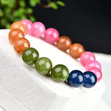 收藏級紅碧璽單圈手鍊9.5mm.難得大顆粒.搭配帕拉色藍碧璽，簡約奢華，永不過時，重:28.3g 歷史價格詳細信息