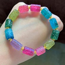 ❤妙玉生花優品購❤82511。典藏！頂尖玻璃體高貴富貴彩虹碧璽手鍊！韻味十足！重60g規格13.5mm左右. 歷史價格詳細信息