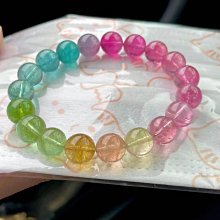 人魚色碧璽手鍊，規格8.5mm，老礦料，顏色醇美！玻璃體！水頭足足，性價比特高！實物更美！ 歷史價格詳細信息