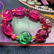 頂級稀缺玻璃體天然碧璽手串，出淤泥而不染，工藝精細，顆顆濃郁飽滿，晶體通透，精挑細選，規格：約10.7*5.6 mm 歷史價格詳細信息