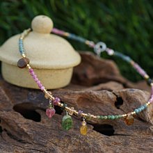 天然碧璽小多寶彩虹手鍊總重6.87gc位是一顆帕藍桶形回紋隔珠925銀鍍金的 收藏老物件 歷史價格詳細信息