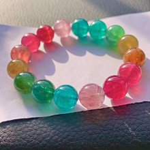 【彩虹糖果色碧璽手鏈-招財旺夫-1款/組】巴西天然碧璽水晶轉運珠閨蜜禮物包金不掉色-90202 歷史價格詳細信息