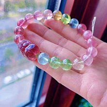 人魚色碧璽手鍊，規格8.5mm，老礦料，顏色醇美！玻璃體！水頭足足，性價比特高！實物更美！ 歷史價格詳細信息