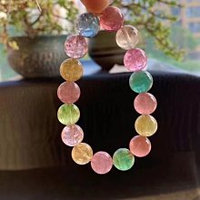 【彩虹糖果色碧璽手鏈-招財旺夫-1款/組】巴西天然碧璽水晶轉運珠閨蜜禮物包金不掉色-90202 歷史價格詳細信息