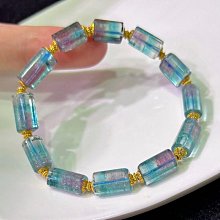 稀有粉藍西瓜碧璽貓眼手串，晶體通透色彩明豔，稀有美物。配件爲18k金.8.5—10.7mm重：23.25g 歷史價格詳細信息