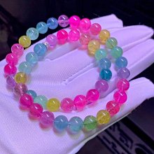 ❤妙玉生花優品購❤10102典藏！稀缺頂尖玻璃體濃彩彩虹西瓜碧璽手鍊，搭配18k金南非鑽石????設計奢華無比！重33.83g規格10.8mm 歷史價格詳細信息