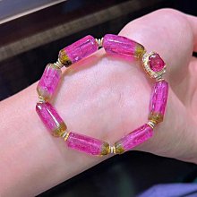 碧璽原石手鍊11.5-16mm.重量：29.18g配18K黃金花托隔珠 歷史價格詳細信息