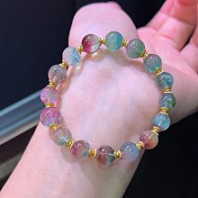 稀有粉藍西瓜碧璽貓眼手串，晶體通透色彩明豔，稀有美物。配件爲18k金.8.5—10.7mm重：23.25g 價格比較,價格查詢,歷史價格詳細信息