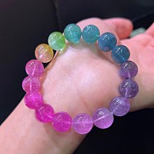 即時通訊價.極品濃豔碧璽手鍊8mm.近玻種美物，色彩濃郁晶體通透，搭配24 k包金寶石藍滴溜。重：20.05g 歷史價格詳細信息