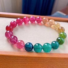 ❤妙玉生花優品購❤40710稀缺玻璃體紅藍色調碧璽多寶18k金款手鍊！多元素搭配，設計感滿滿！重17.1g約14-9-6m仙美靚麗！實品更驚豔！ 歷史價格詳細信息